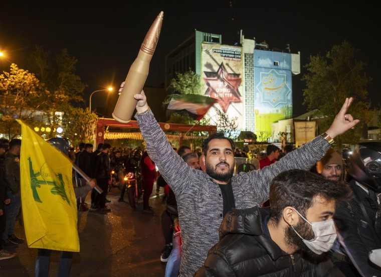 Iranians Celebrate Iran's IRGC Missile And UAV Attack Against Israel